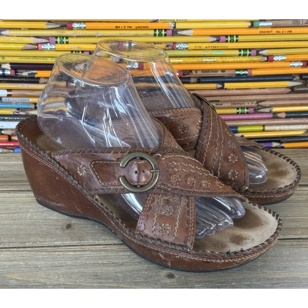 Clarks Artisan Wedge Sandals Shoes BOHO Brown Women’s 8 M